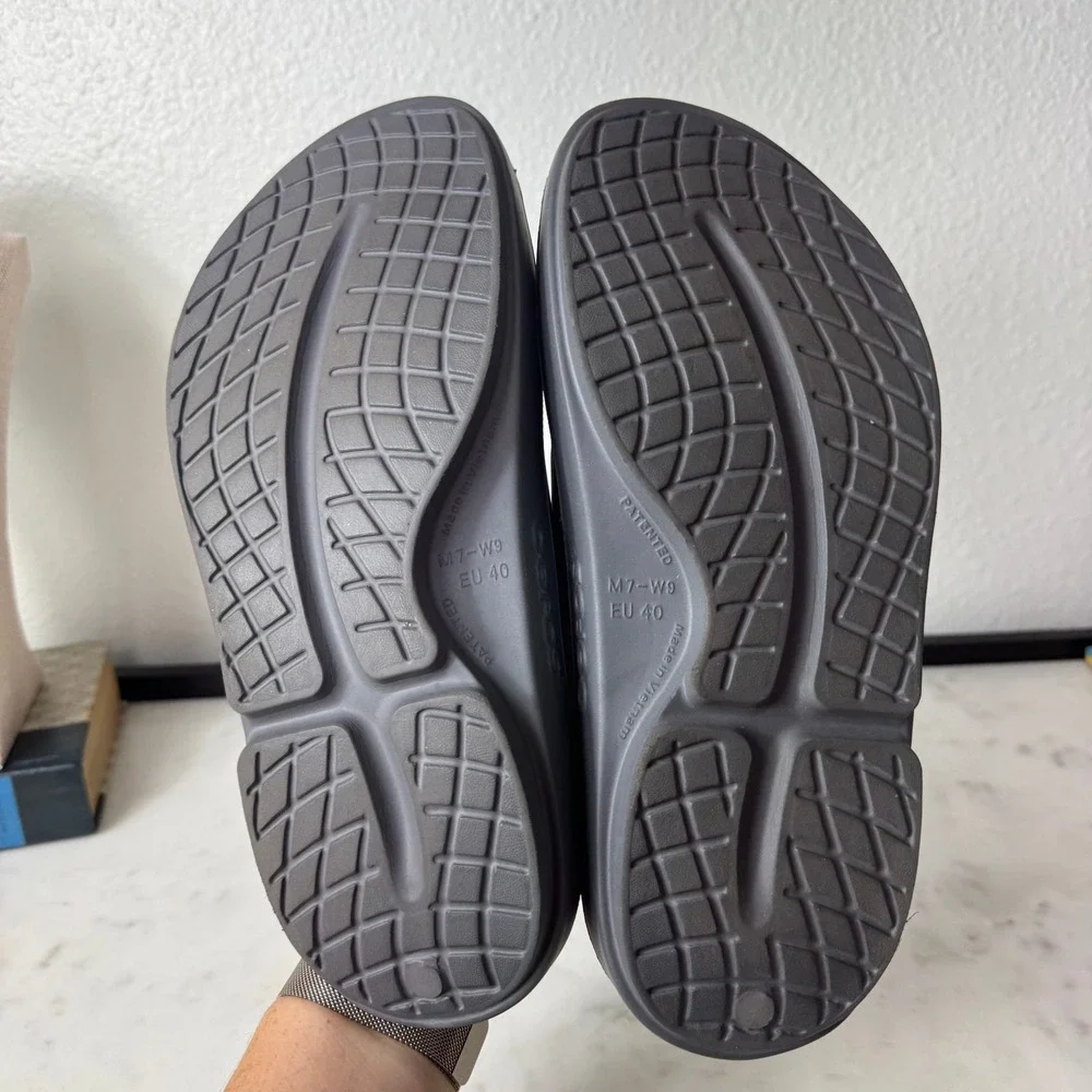 Oofos Ooahh Recovery Slides Slate Grey Mens 7 Womens 9 EU 40 Athletic Sandals